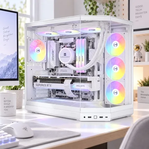 HYTE Y50 스노우 화이트 감성 반본체PC (7800X3D/32G)