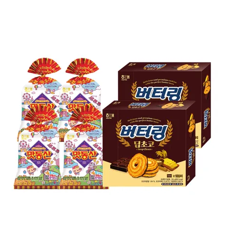 하루특가) 해태 맛동산 90g 4개 + 버터링 딥초코 155g 2개, 1세트