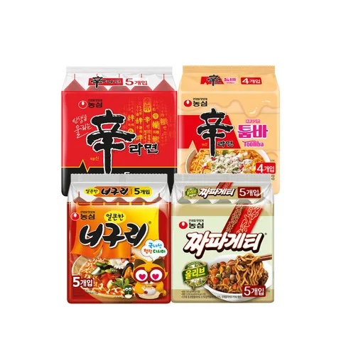 하루특가) 농심 신라면 5개 + 신라면툼바 4개 + 너구리 5개 + 짜파게티 5개, 1박스