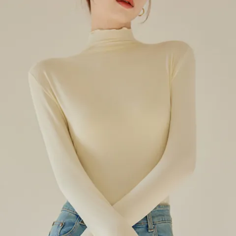 하루특가) 다모아 프릴 기모 폴라티, 아이보리, XL 66 77, 1개