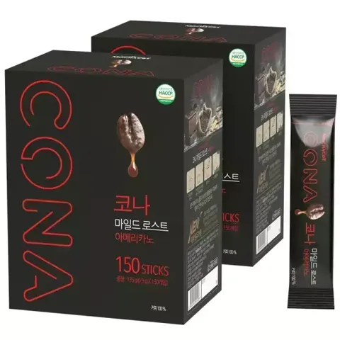 코나 마일드로스트 150T+150T 블랙커피 아메리카노 미니 스틱 봉지