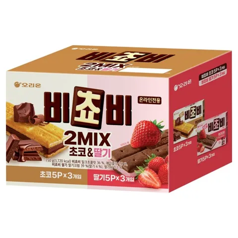 오리온 비쵸비 초코맛 125g x 3p + 딸기맛 125g x 3p 세트