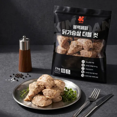신제품 블랙페퍼 닭가슴살 더블 컷 2kg [원산지:상세설명에 표시]