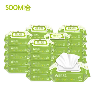 soom 숨 깨끗한 물티슈 (캡형) 100매 x 20팩 10팩 (무료배송) 아기물티슈