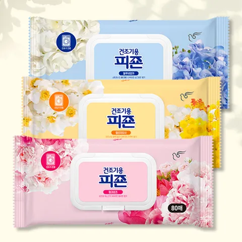 하루특가) 피죤 건조기용 섬유유연제 시트, 핑크로즈 80매 + 블루비앙카 80매 + 옐로미모사 80매, 240매, 1세트