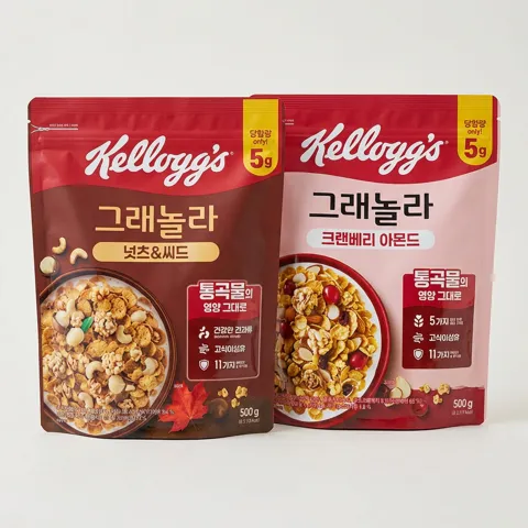 하루특가) 켈로그 크렌베리 아몬드 그래놀라 500g + 넛츠 앤 씨드 그래놀라 500g, 1세트