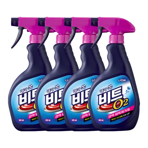 하루특가) 비트 O2 얼룩제거제 스프레이, 500ml, 4개