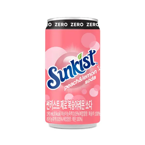 하루특가) 썬키스트 제로, 복숭아레몬소다, 190ml, 30개