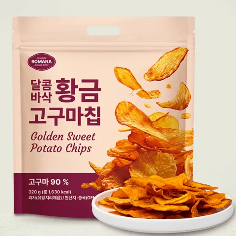 하루특가) 로마나 달콤바삭 황금 고구마칩, 320g, 6개