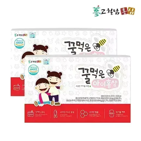 30포+30포 어린이 전체식홍삼 꿀먹은아이홍삼 총 2박스