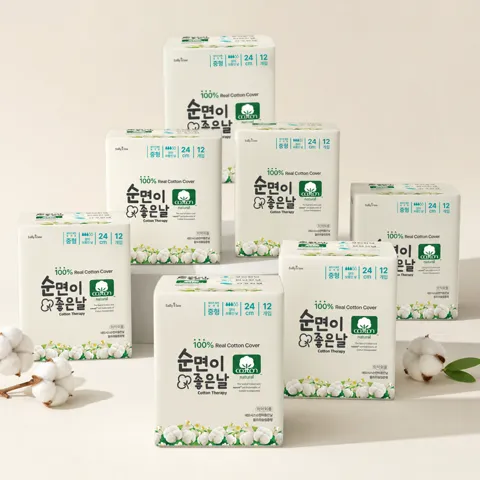 하루특가) 샐리의법칙 순면이좋은날 생리대, 중형, 12매, 7팩