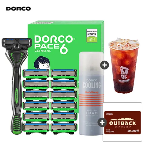 (BEST인기) 도루코 페이스6 면도기 풀세트 2호 +증정(5중면도날2입+메가커피)/총15입/호환가능/BEST인기상품