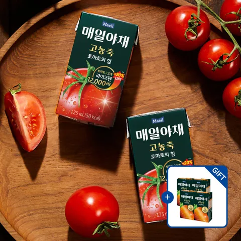 [리뉴얼] 매일야채 고농축 토마토의 힘 125ml 24팩 [+당근의 힘 4팩 증정] [도착보장] [원산지:상세설명에 표시]