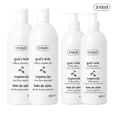 지아자 산양유 바디워시 500ml 2개 + 산양유 바디로션 400ml 2개