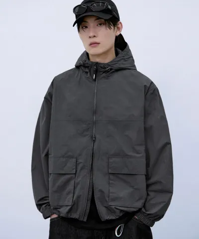 AERO 테크 후드 윈드 브레이커 자켓 차콜