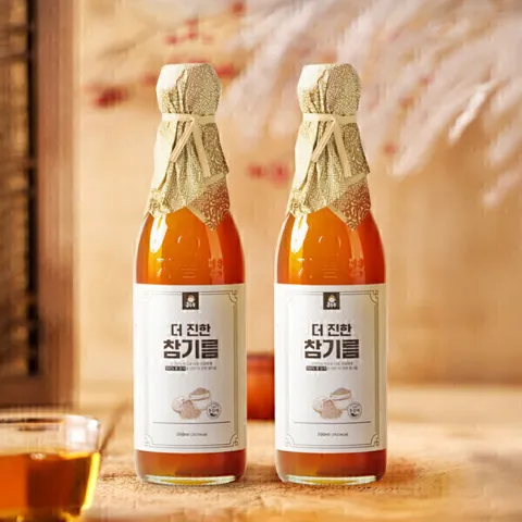 저온압착 홍주부 더진한 참기름 350ml+350ml 통참깨사용 당일 착유