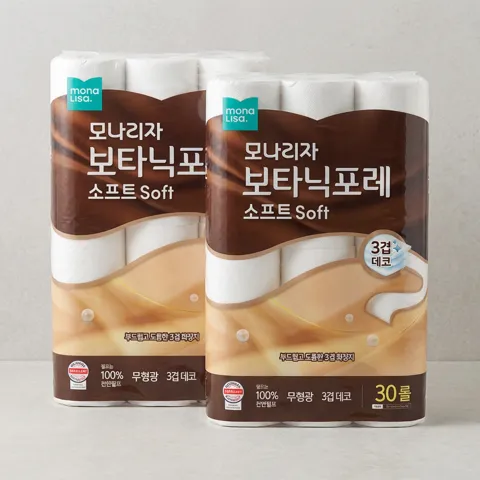 하루특가) 모나리자 보타닉포레 소프트 화장지, 3겹, 30m, 30롤, 2팩