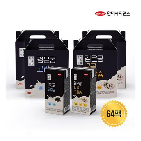 한미 64팩 완전 두유 17곡 고칼슘 2종 세트 (검은콩 고칼슘 2박스+검은콩 17곡)
