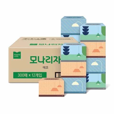 특가)모나리자 에코 미용티슈, 300매, 12입, 1박스.jpg