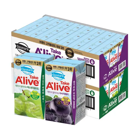 하루특가) 덴마크 테이크얼라이브, 아사이베리 120ml 24개 + 머스캣청포도 120ml 24개, 48개