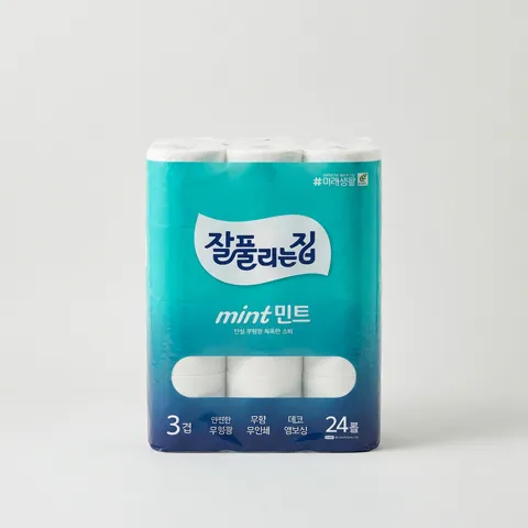 하루특가) 잘풀리는집 민트 3겹 화장지, 24롤, 27m, 3팩