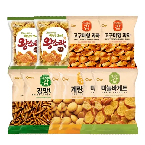 하루특가) 청우 옛날과자 세트, 왕소라2+고구마2+김맛나2+마늘바게트2+계란과자2, 1세트