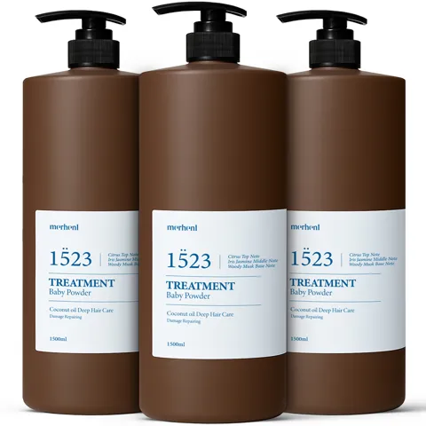 하루특가) 메르헨트 코코넛 대용량 트리트먼트, 베이비파우더향, 1500ml, 1+1+1 구성, 총 3개