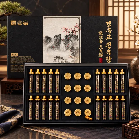 하루특가) 경록고 국내산 6년근 흑삼 천녹향, 3.75g, 12개 + 20ml, 20병, 1박스