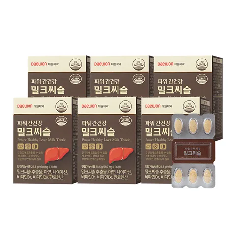 하루특가) 대원제약 파워 간건강 밀크씨슬, 30정, 6박스