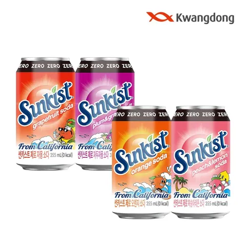 썬키스트 제로 소다 355ml 4종 24+24 골라담기 (총 48입)