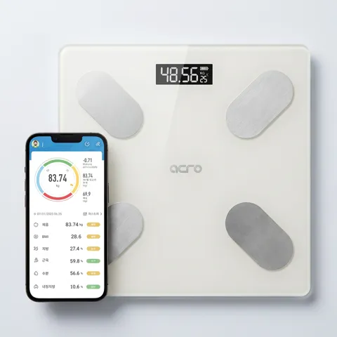 하루특가) ACRO 스마트 디지털 체중계, ibody-100, 화이트, 1개