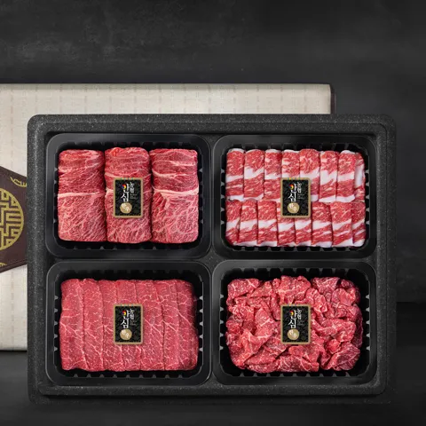 선착순특가) 농협안심한우 1등급 한우 선물세트 1.2kg, 꽃등심 300g 1팩 + 차돌박이 300g 1팩 + 실속구이 300g 1팩 + 불고기 300g 1팩, 1세트