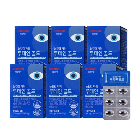 선착순특가) 대원제약 눈건강 파워 루테인 골드, 500mg, 30캡슐, 6박스