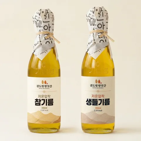 선착순특가) 권도령방앗간 참기름, 350ml, 1개 + 생들기름, 350ml, 1개