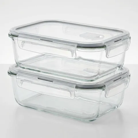 선착순특가) 벨라쿠진 오븐글라스 내열유리 밀폐용기, 1000ml+1000ml, 2개입, 1개
