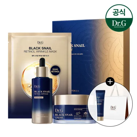 닥터지 블랙 스네일 스페셜 세트(크림50ml+앰플50ml+링클마스크팩1매) +블랙스네일 톤업선10ml +쇼핑백