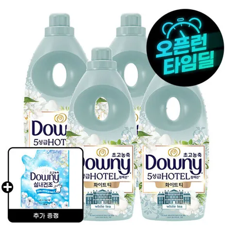 다우니 호텔컬렉션 섬유유연제 화이트티 1L 4개 + 다우니 섬유유연제 200mL