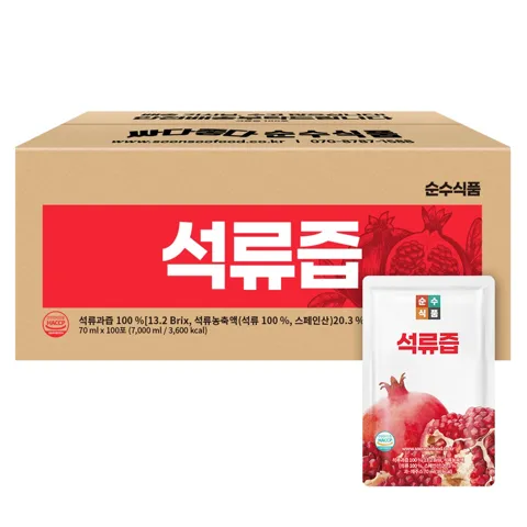 선착순특가) 순수식품 석류즙, 70ml, 100포, 1박스