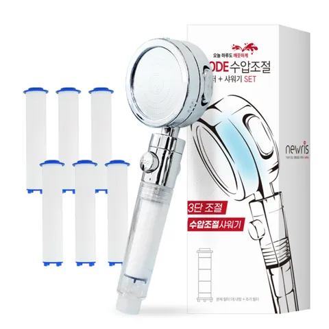 선착순특가) 뉴리스 필터 샤워기, 본품 1개 + 필터 6개, 1세트