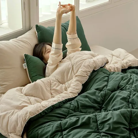 선착순특가) 보넬라 양면 피치스킨 베이직 차렵이불 3종 풀세트, 딥그린, 슈퍼싱글 SS, 1세트