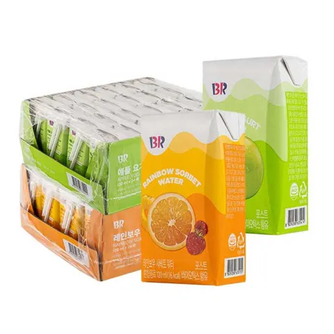 선착순특가) 배스킨라빈스 과즙워터 애플요거트 + 레인보우샤베트, 120ml, 24팩 + 24팩, 1세트
