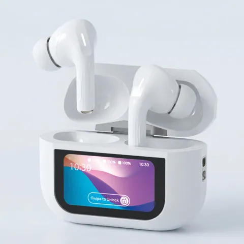 선착순특가) 팬톤 LCD 디스플레이 노이즈캔슬링 블루투스 이어폰, BT350A, 화이트, 1개