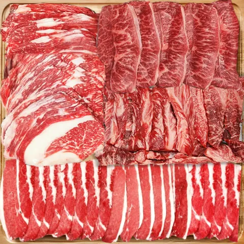 선착순특가) 더예쁜한우 푸짐한 소고기 구이용 모듬세트, 소갈비살 500g + 부채살 500g + 우삼겹 500g + 차돌박이 500g, 2kg, 1개