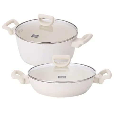 선착순특가) 키친플라워 꾸테 세라믹 인덕션 냄비, 양수 24cm + 전골 24cm, 1세트