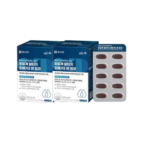 종근당 혈행건강프로젝트365 초임계 알티지오메가3앤징코 900mg, 60캡슐, 2개