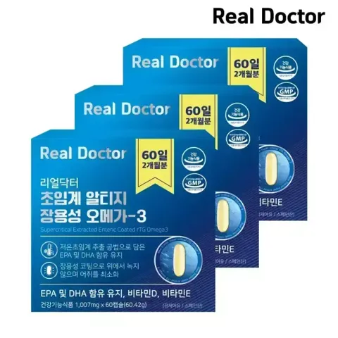 리얼닥터 초임계 알티지 오메가3 60캡슐 3개 (6개월분) / 비타민D 비타민E 저온 초임계 추출