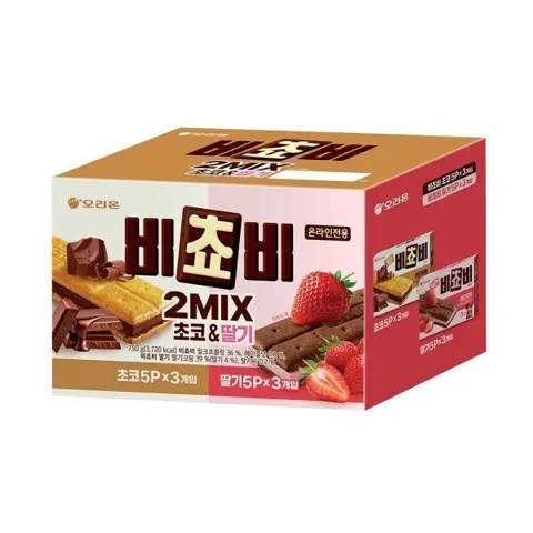 오리온 비쵸비 2MIX 혼합 초코 5P 3박스 + 딸기 5P 3박스