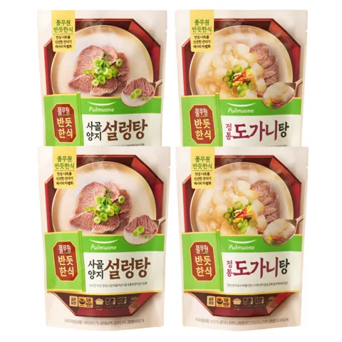 풀무원 반듯한식 간편식 4개 (정통 도가니탕2+사골양지 설렁탕2) / 실온보관