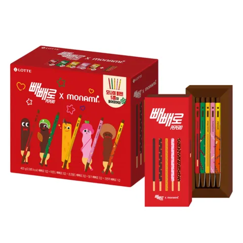(G마켓단독) 빼빼로X모나미 콜라보 403g (9갑+모나미볼펜5개)