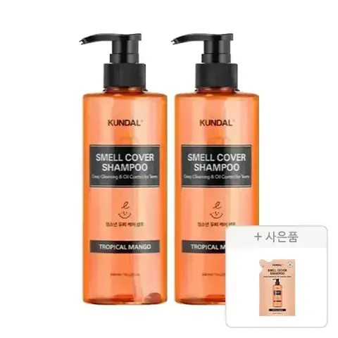 쿤달 올데이 스멜커버 청소년 샴푸 트로피컬망고 400ml, 2개+증정